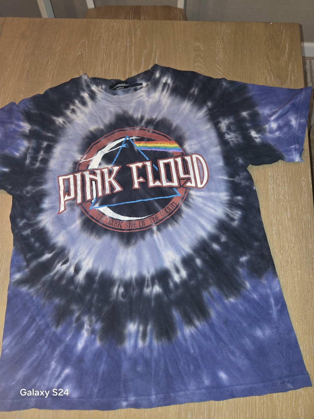 Pink Floyd Tie-Dye Short Sleeve Tee Mens S Oversized Dark Side Of The Moon Tour
